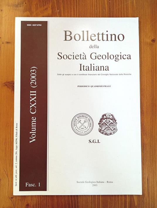 Bollettino della Società Geologica Italiana. Periodico quadrimestrale - Volume CXXII [122] (2003), fascicolo 1 - copertina