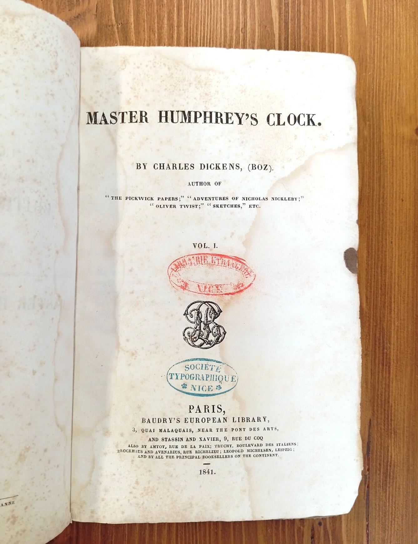 Master Humphrey's Clock. Vol. I
