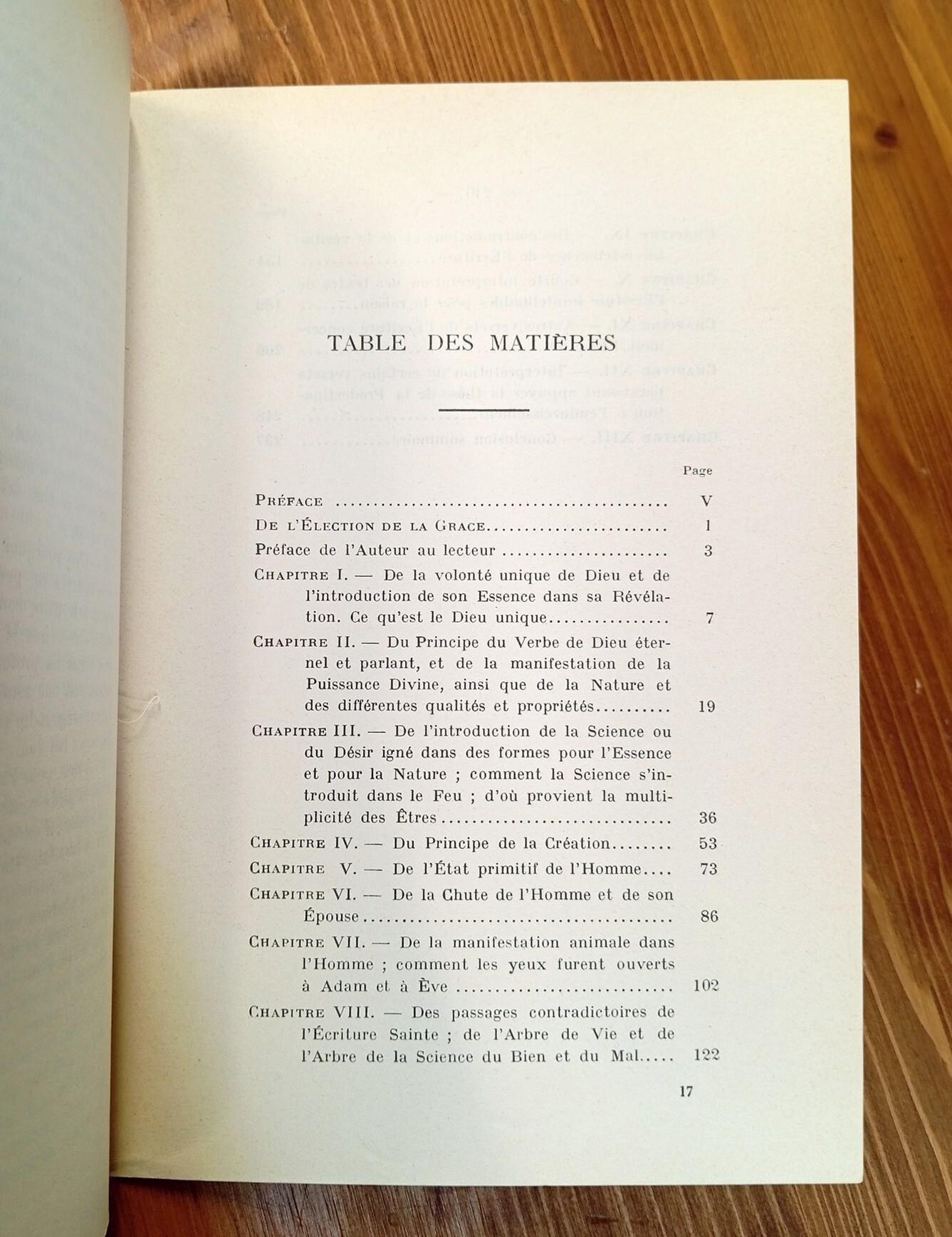 De l'Élection de la Grâce ou de la volonté de Dieu envers les Hommes