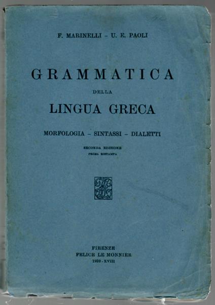 Grammatica della lingua greca. Morfologia sintassi dialetti - copertina