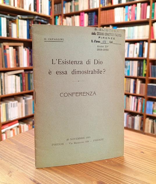 L' esistenza di Dio è essa dimostrabile? Conferenza 20 novembre 1919 - copertina