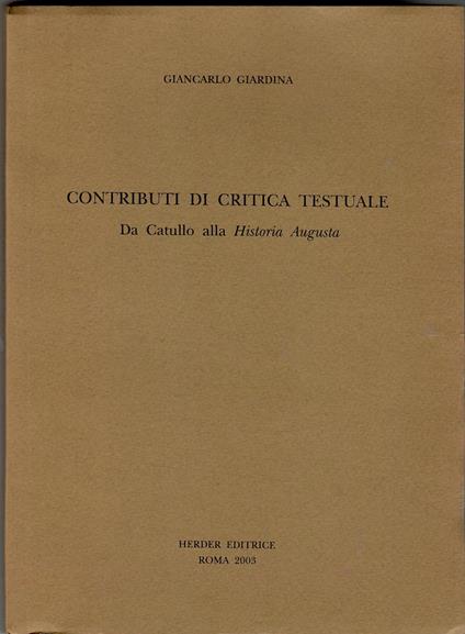 Da Catullo alla Historia Augusta - copertina