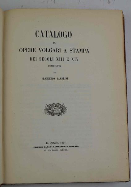Catalogo di opere volgari a stampa dei secoli XIII e XIV - copertina