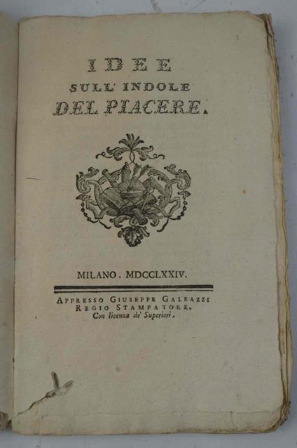 Idee sull'indole del piacere - copertina