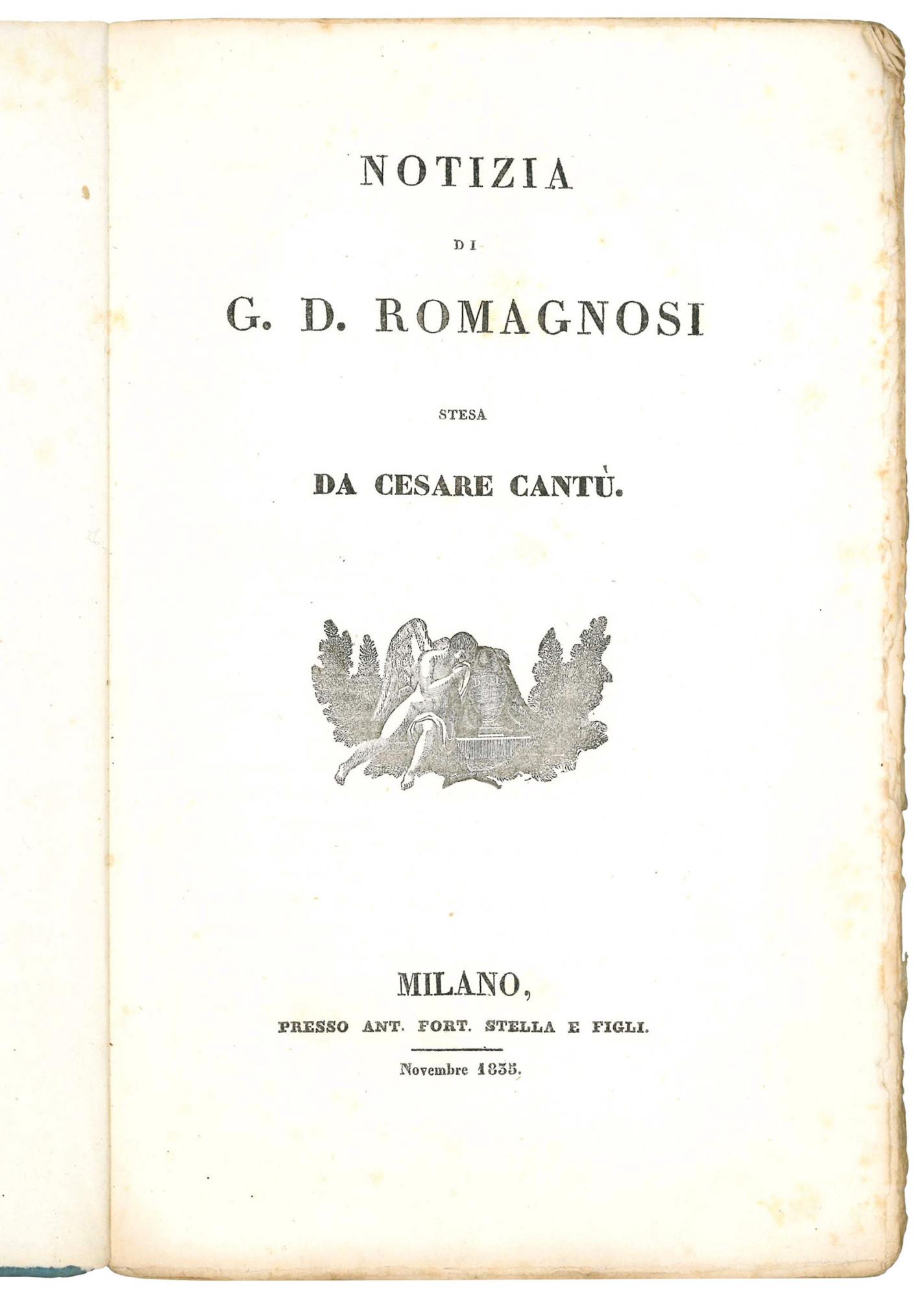 Notizia di G. D. Romagnosi stesa da Cesare Cantù