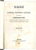 Saggi di scienza politico-legale del dottore Baldassare Poli professore di filosofia e membro della facoltà  politico-legale nell'I.R. Università di Padova. Volume Unico