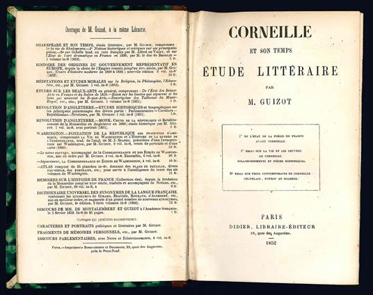Corneille et son temps. Etude littéraire - F. P. G Guizot - copertina