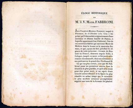 Eloge historique de M.r J. V. Math. Fabbroni - copertina