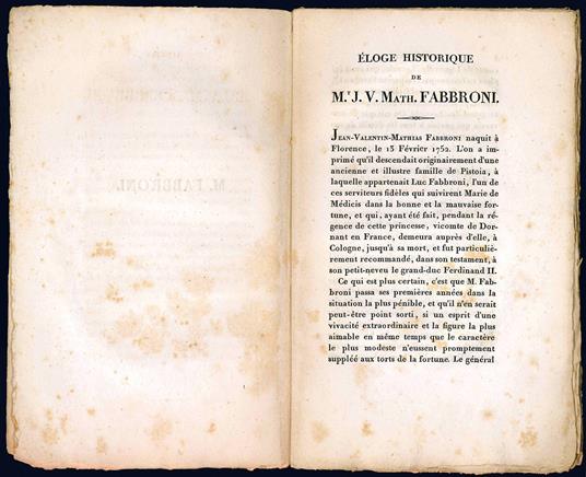 Eloge historique de M.r J. V. Math. Fabbroni - copertina