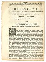 Risposta alla scrittura presentata in tribunale dal sig. Francesco Ruggieri pievano di Buggiano per la pretesa validità del Matrimonio ec
