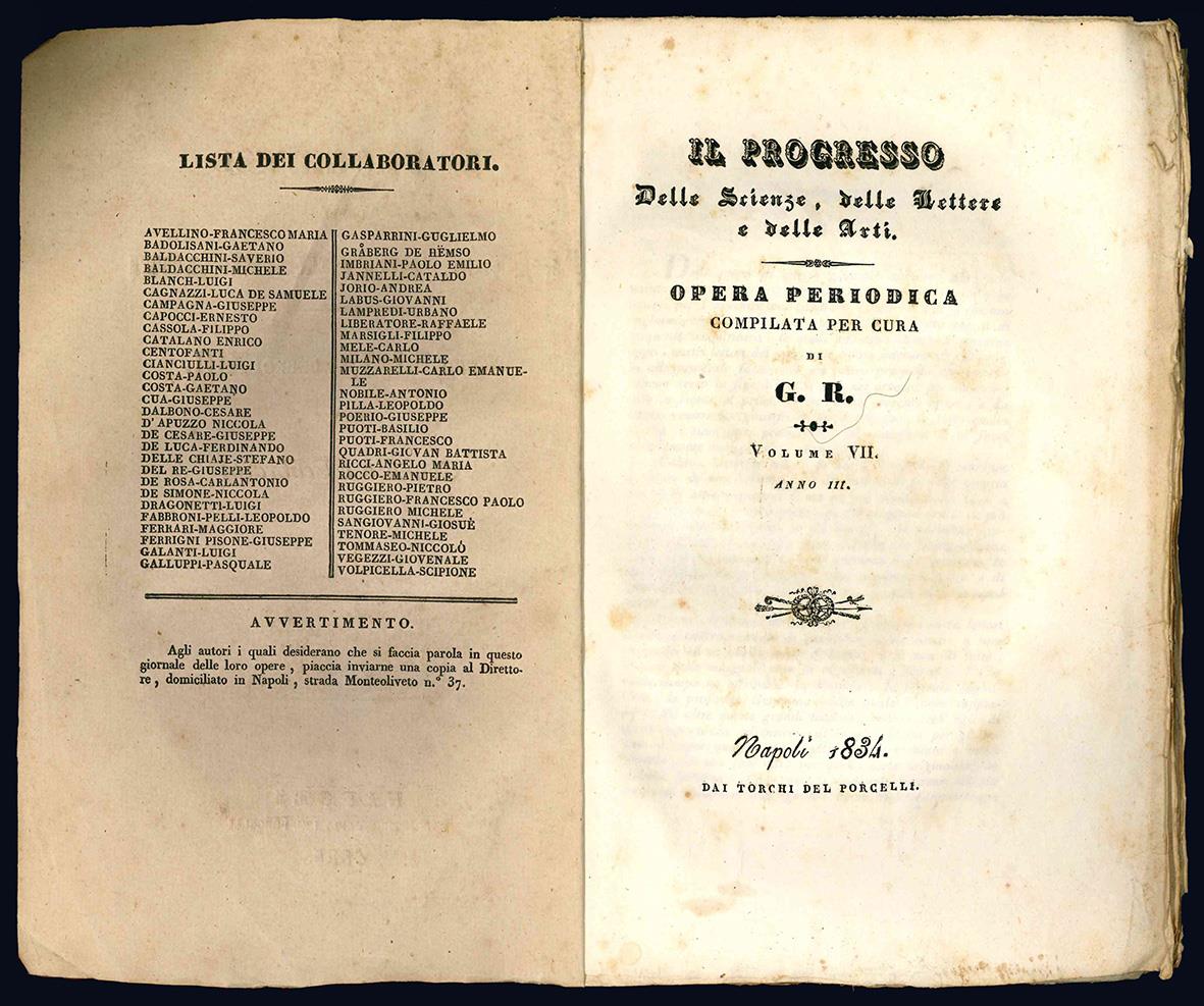 Il progresso delle scienze, delle lettere ed arti. Opera periodica compilata per cura di G. R. Volume VII anno III