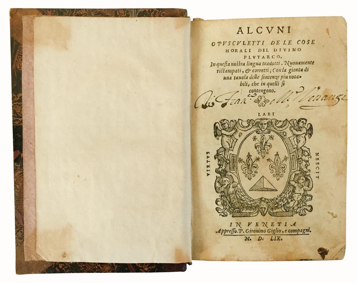 La prima [-seconda] parte delle vite di Plutarcho di greco in latino & di latino in volgare tradotte. Nouamente da molti errori corrette & con le sue historie ristampate