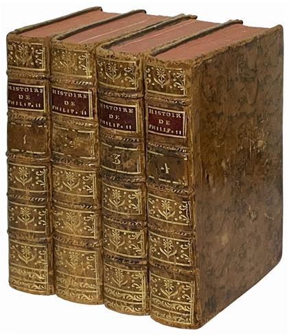 Histoire du regne de Philippe II, roi d'Espagne. Par M. Watson, Professeur de Philophie & de Rhétorique à l'Université de St. André. Ouvrage traduit de l'Anglois. Tome premier [-quatrieme] - Robert Watson - copertina
