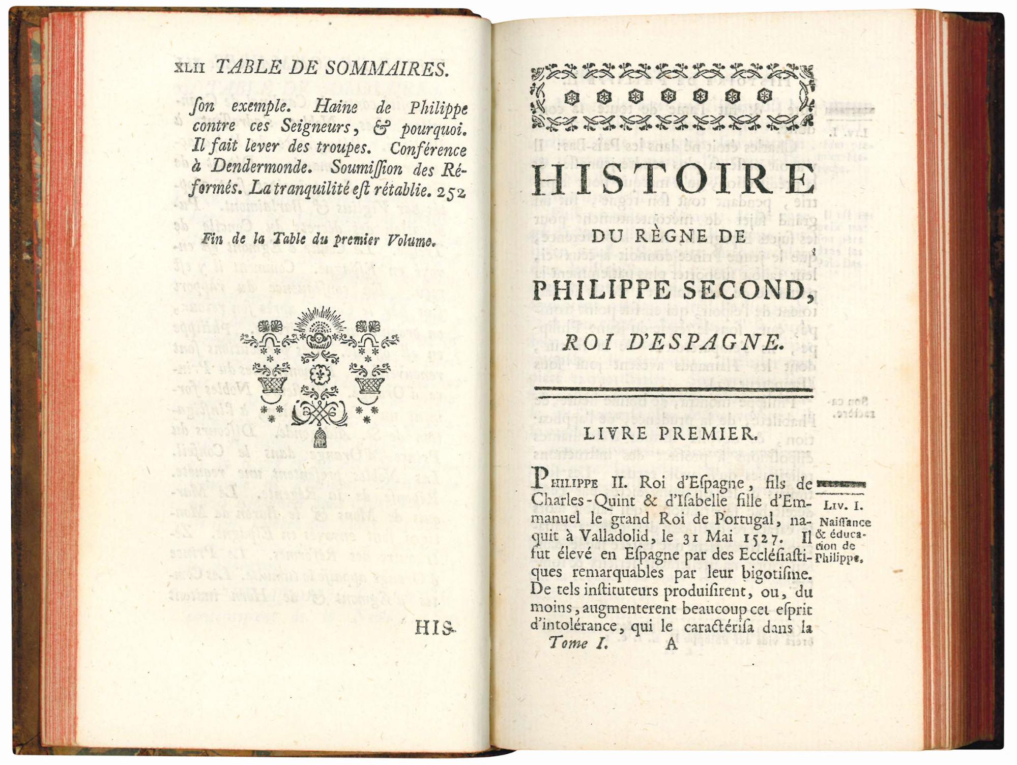 Histoire du regne de Philippe II, roi d'Espagne. Par M. Watson, Professeur de Philophie & de Rhétorique à l'Université de St. André. Ouvrage traduit de l'Anglois. Tome premier [-quatrieme]