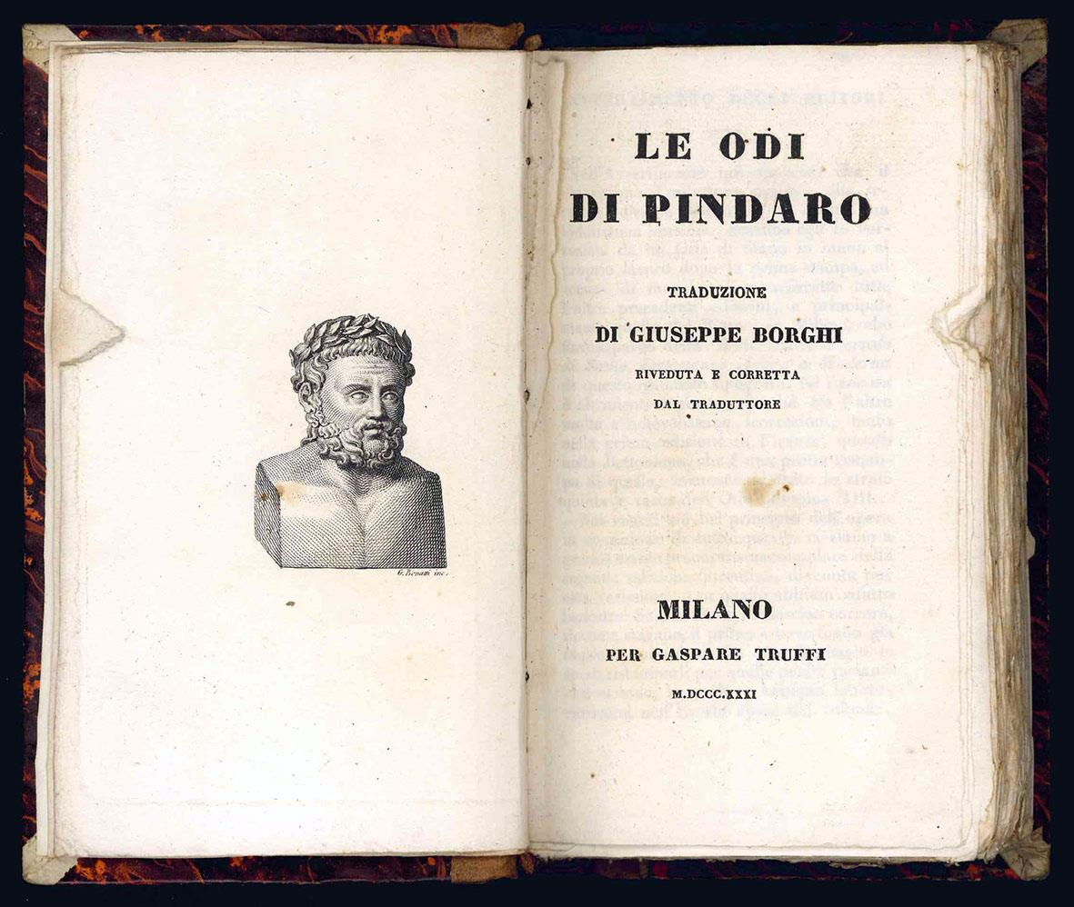 Le odi di Pindaro traduzione di Giuseppe Borghi riveduta e corretta dal traduttore - Inni di Callimaco tradotti da Dionigi Strocchi