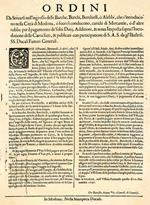 Ordini da Servarsi nell'ingresso delle Barche, Burchielli, ò Alebbi, che s'introducono nella Città di Modona, ò fuori si conducono, carichi di Mercantie, ò d'altre robbe per il pagamento de' soliti Datij, Additioni, & noua Imposta sopra l'Introdution