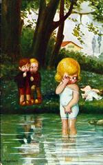 10 cartoline raffiguranti bambini (mm 90x140 ca.)