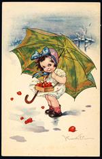 4 cartoline raffiguranti bambini (mm 90x140 ca.), due viaggiate ed una scritta