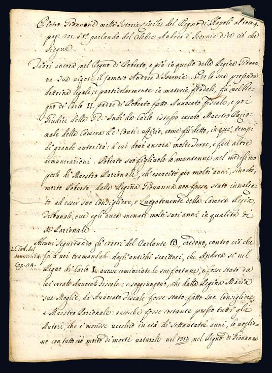 Estratto dalla Istoria civile del Regno di Napoli relativo alla vita di Andrea d'Isernia (metà XVIII secolo) - Pietro Giannone - copertina