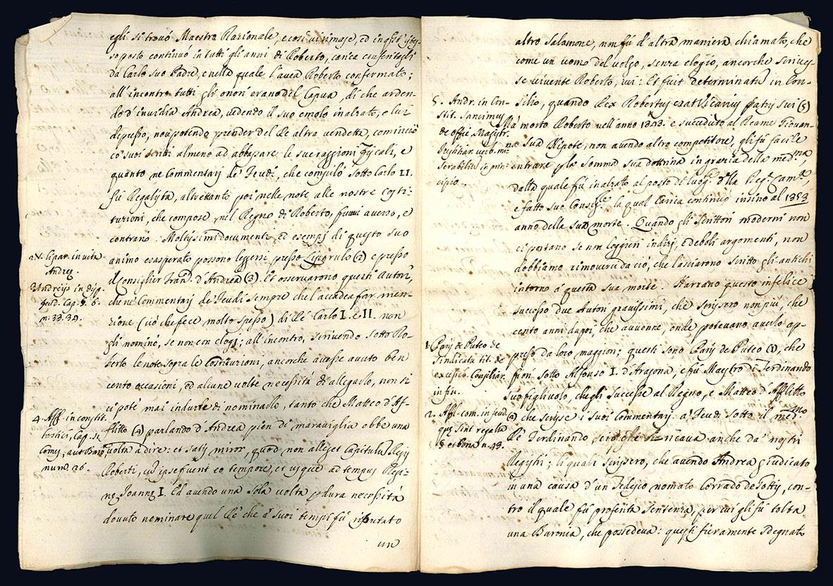 Estratto dalla Istoria civile del Regno di Napoli relativo alla vita di Andrea d'Isernia (metà XVIII secolo)