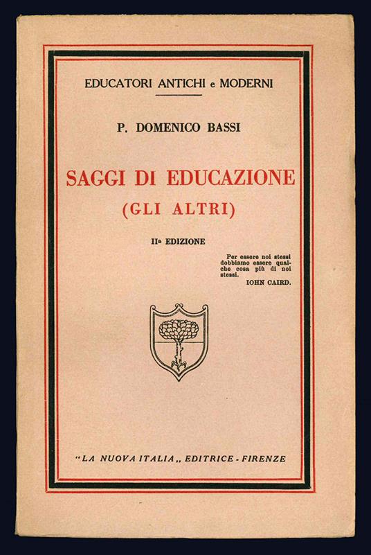 Saggi di educazione (gli altri). II° edizione - Domenico Bassi - copertina