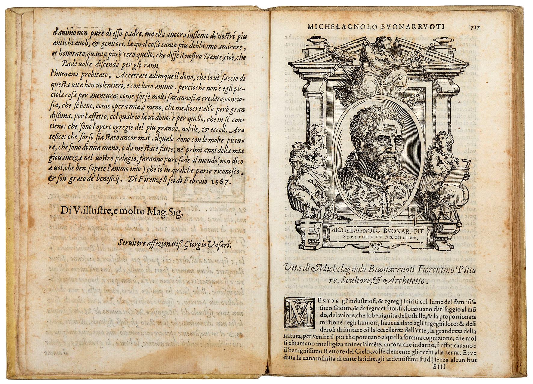 Vita del gran Michelagnolo Buonarroti scritta da M. Giorgio Vasari, pittore et architetto aretino. Con le sue magnifiche essequie stategli fatte in Fiorenza dall'Accademia del Disegno
