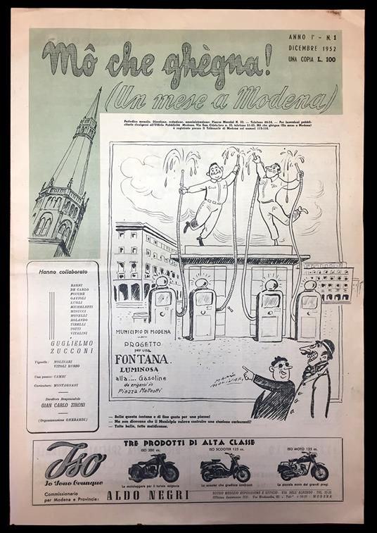 Mô che ghègna! (Un mese a Modena). Anno I° - N.1 Dicembre 1952 - Periodico Modenese - copertina