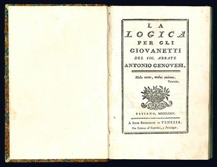 La logica per gli giovanetti del sig. abbate Antonio Genovesi - Antonio Genovesi - copertina