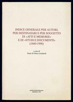 Indice generale per autori, per destinatari e per soggetto di 