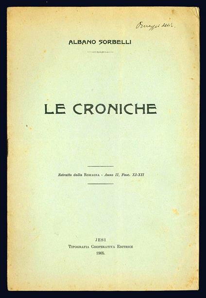 Le croniche - Albano Sorbelli - copertina