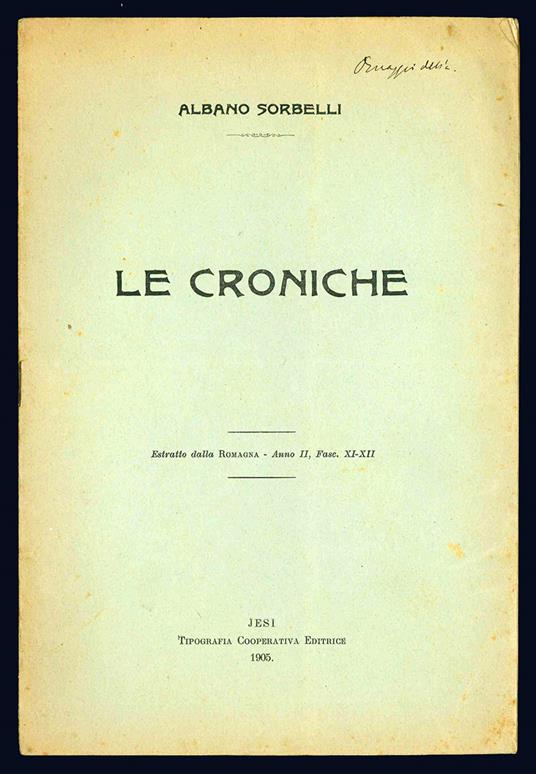 Le croniche - Albano Sorbelli - copertina