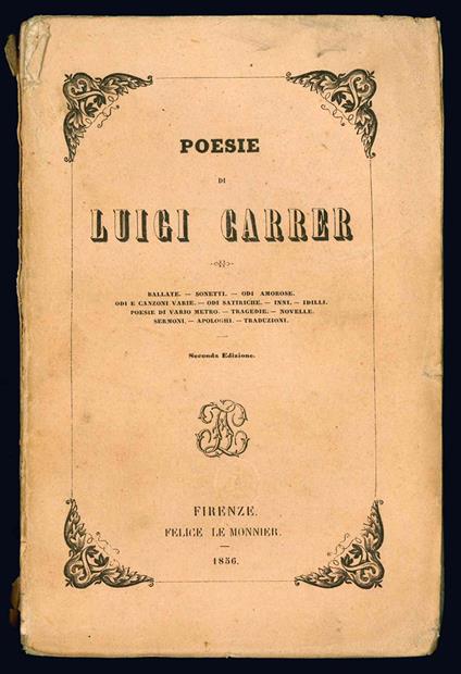 Poesie di Luigi Carrer. Seconda Edizione - Luigi Carrer - copertina
