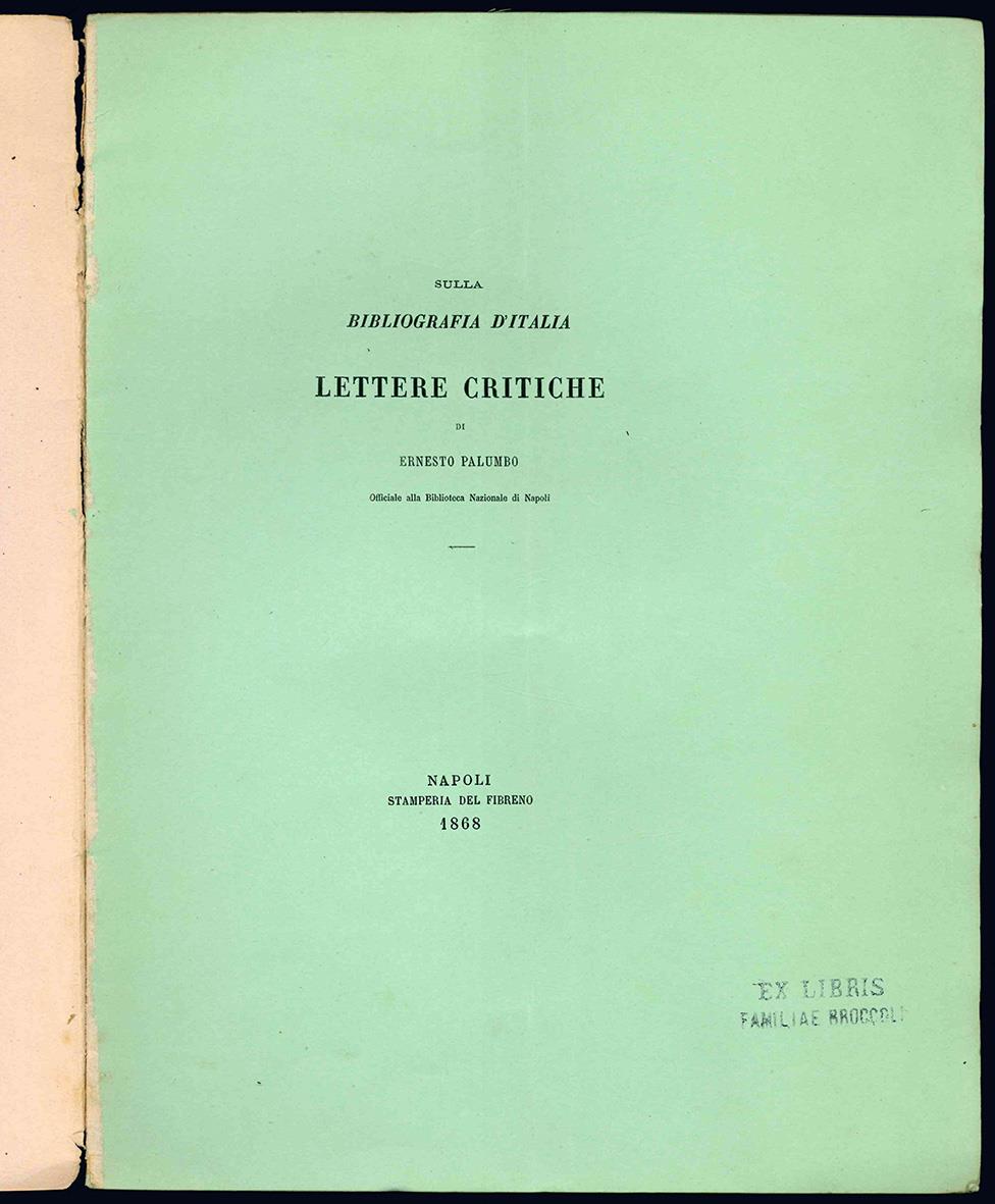 Sulla bibliografia d'Italia. Lettere critiche