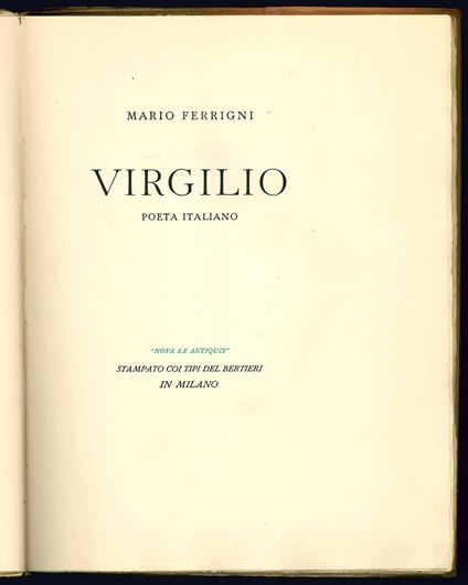 Virgilio poeta italiano - Mario Ferrigni - copertina