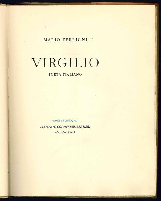 Virgilio poeta italiano - Mario Ferrigni - copertina