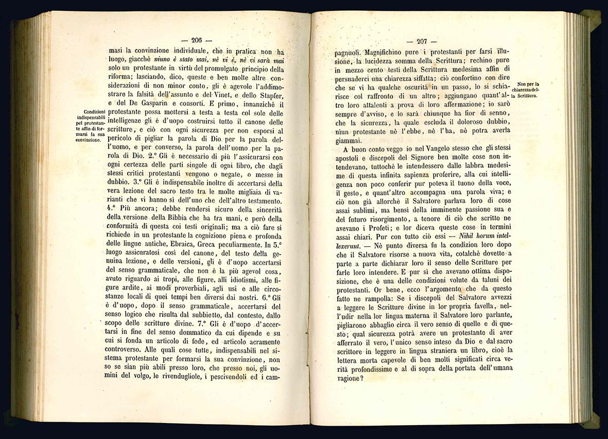 Opuscoli teologici spettanti al Cattolicesimo e al Protestantesimo del M.R. Padre Giovanni Perrone D.C.D.G. professore di teologia nel Collegio Romano censore dell'Accademia ecc. ecc. Volume primo (-secondo)