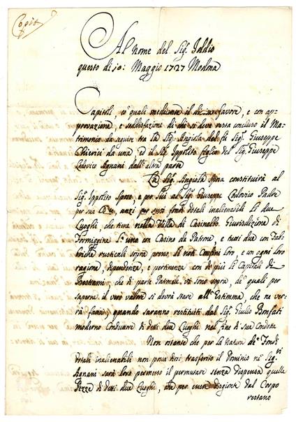 Capitoli per il matrimonio fra Angiola del fu Sig. Giuseppe Chierici e Ippolito di Giuseppe Lodovico Agnani - copertina