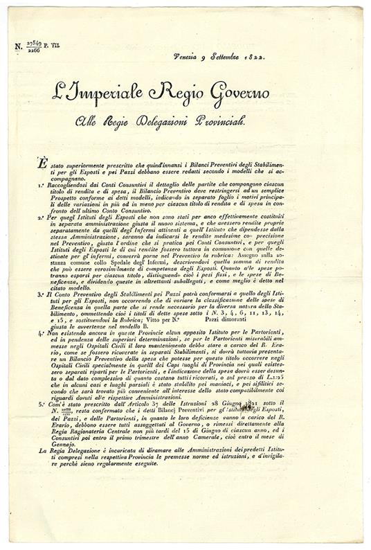 Modello per conto preventivo dello Stabilimento degli Esposti, delle Partorienti, dè Pazzi - copertina