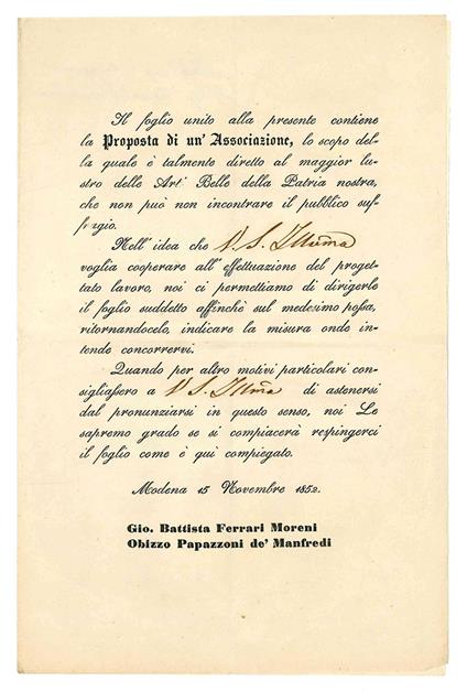 Proposta di una associazione per promuovere il discoprimento di alcune antiche pitture in Modena - copertina