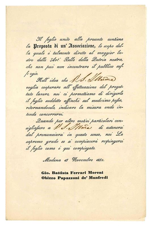 Proposta di una associazione per promuovere il discoprimento di alcune antiche pitture in Modena - copertina