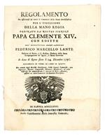 Regolamento da osservarsi da tutte le Comunità dello Stato Ecclesiastico per l'esecuzione della mano regia ordinato da Nostro Signore Papa Clemente XIV. con editto dell'Eminentissimo Signor Cardinale Federico Marcello Lante Vescovo di Porto ... Rista