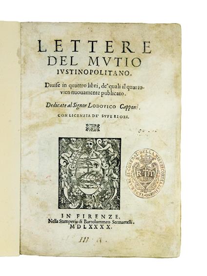 Lettere [...] Divise in quattro libri, de' quali il quarto vien nuovamente publicato. Dedicate al Signor Lodovico Capponi - Girolamo Muzio - copertina