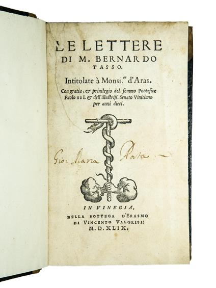 Le lettere [...] Intitolate à Monsi.or d'Aras - Bernardo Tasso - copertina