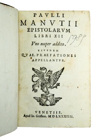 Epistolarum libri XII. Uno nuper addito. Eiusdem quae Præfationes appellantur - Paolo Manuzio - copertina