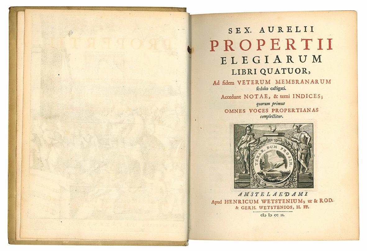 Sex. Aurelii Propertii Elegiarum libri quatuor. Ad fidem veterum membranarum sedulo castigati. Accedunt notae, & terni indices quorum primus omnes voces propertianas complectitur