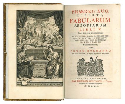 Phaedri Aug. liberti, Fabularum Aesopiarum libri V. Cum integris commentariis Marq. Gudii, Conr. Rittershusii, Nic. Rigaltii ... & excerptis aliorum. Curante Petro Burmanno. Ed. tertia emendatior, & majoris in quarto Ed. Indice aucta - Fedro - copertina