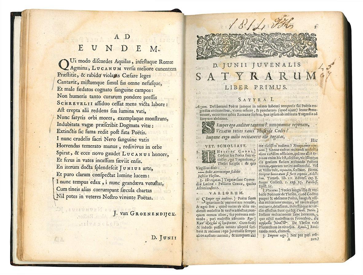 D. Junii Juvenalis, et Auli Persii Flacci Satyrae. Cum veteris scholiastae, & variorum commentariis. Accurante Cornelio Schrevelio