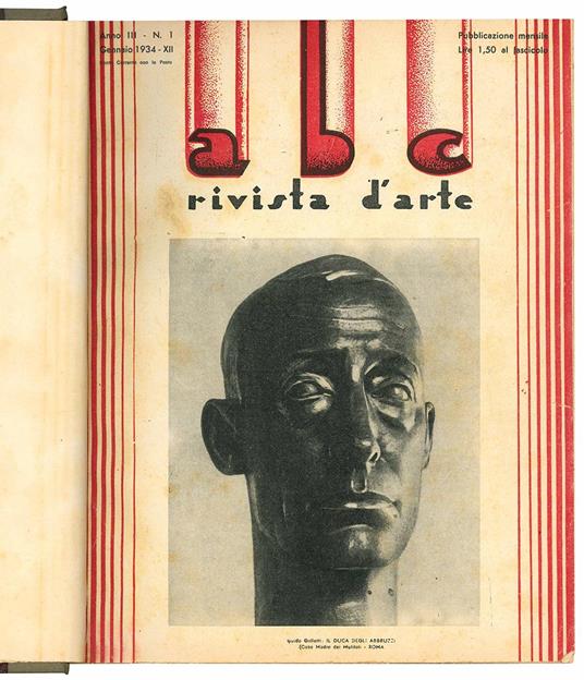 Lotto di dodici numeri de "abc Rivista d'arte". Anno III - N. 1-12 (annata completa 1934) - Abc Rivista D'Arte - copertina