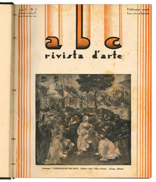 Lotto di dodici numeri de "abc Rivista d'arte". Anno I - N. 1-12 (annata completa 1932) - Abc Rivista D'Arte - copertina
