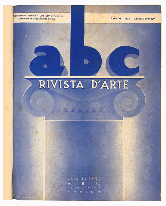 Lotto di dodici numeri de "abc Rivista d'arte". Anno VI - N. 1-12 (annata completa 1937) - Abc Rivista D'Arte - copertina